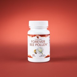 Boite de Forever Bee Pollen sur fond rouge