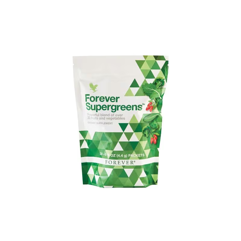 Forever Supergreens en sachets pratiques pour un boost d'énergie et de vitalité